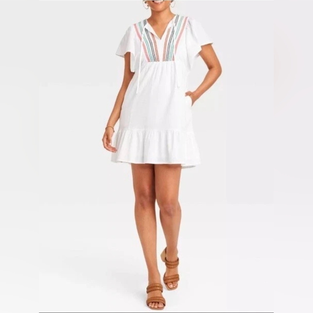 Knox Rose sz 1X Kimono embroidered A-line dress